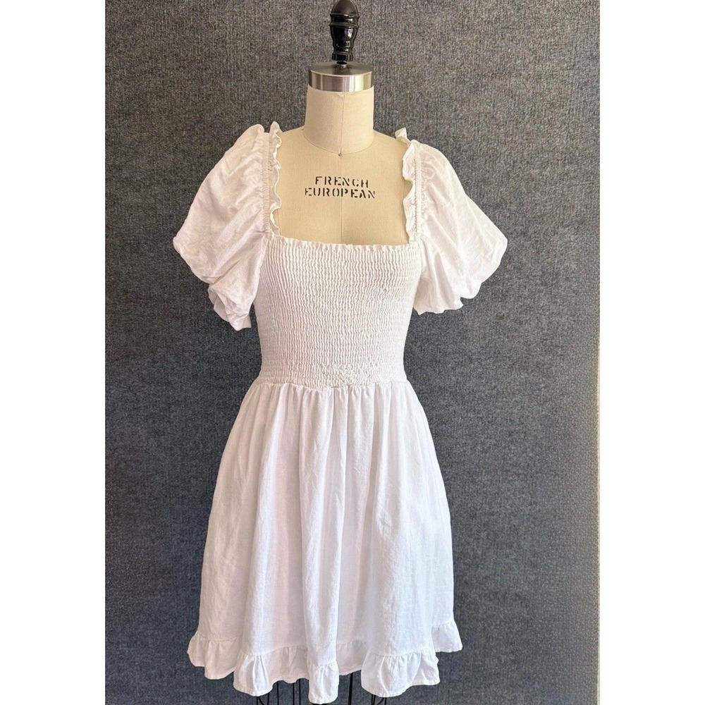 Show Me Your MuMu Colvin Mini Dress White Linen Cottagecore Boho Cowgirl Coastal
